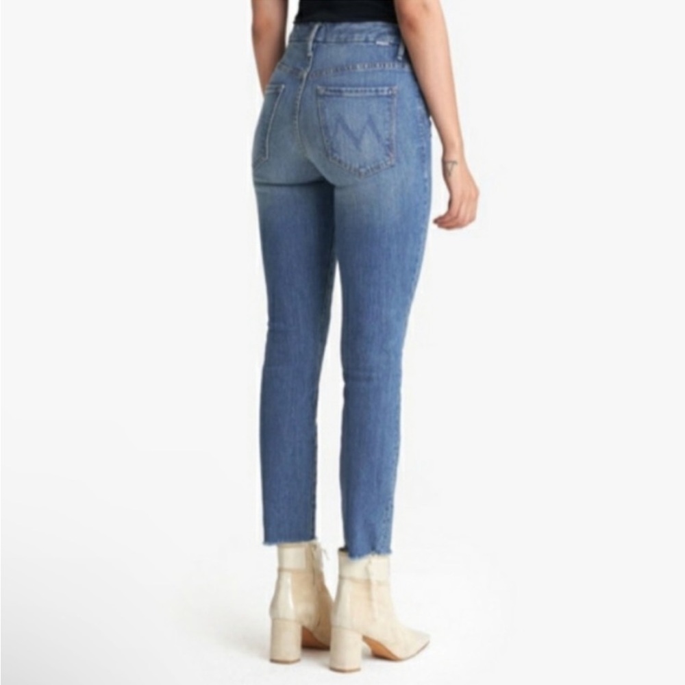 MOTHER High Waisted Looker Ankle Fray Jeans Denim Skinny Size 26 Blue Distressed